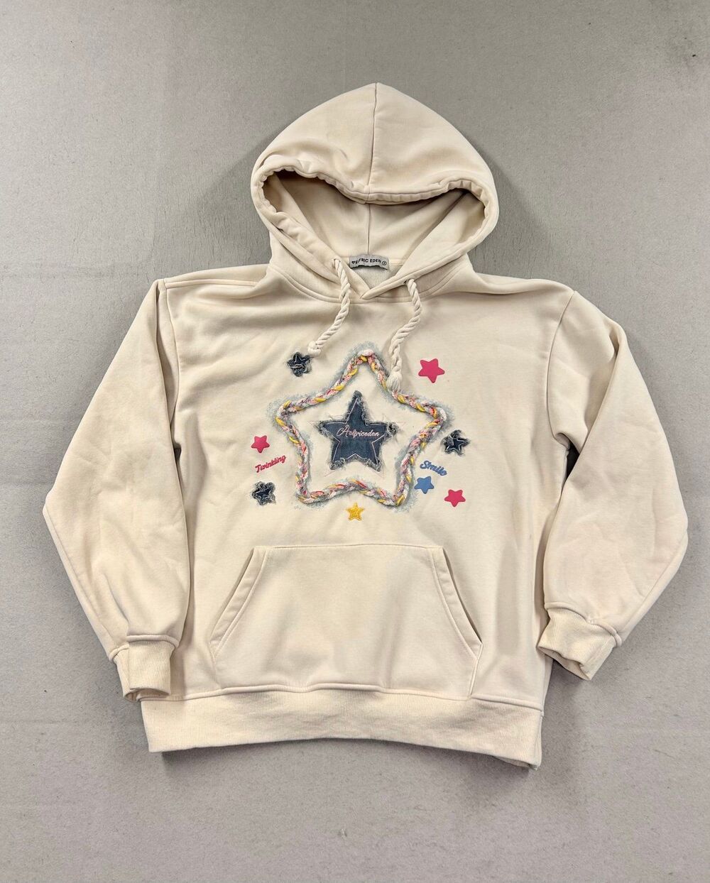 Aelfric Eden Cream Hoodie Stars Size XS Beige
